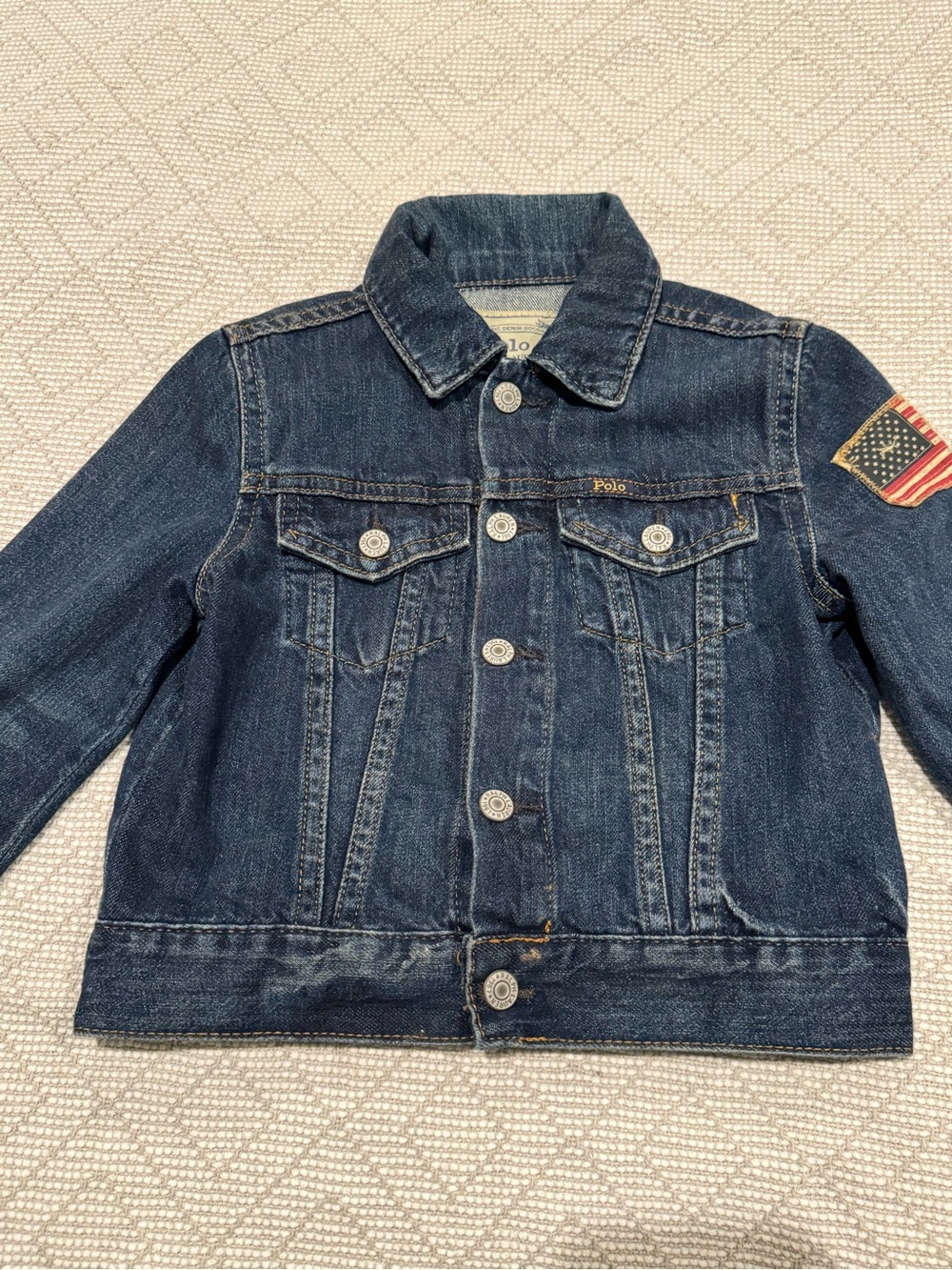 Ralph Lauren Dark Blue Denim Kids' Jacket with Flag Patch